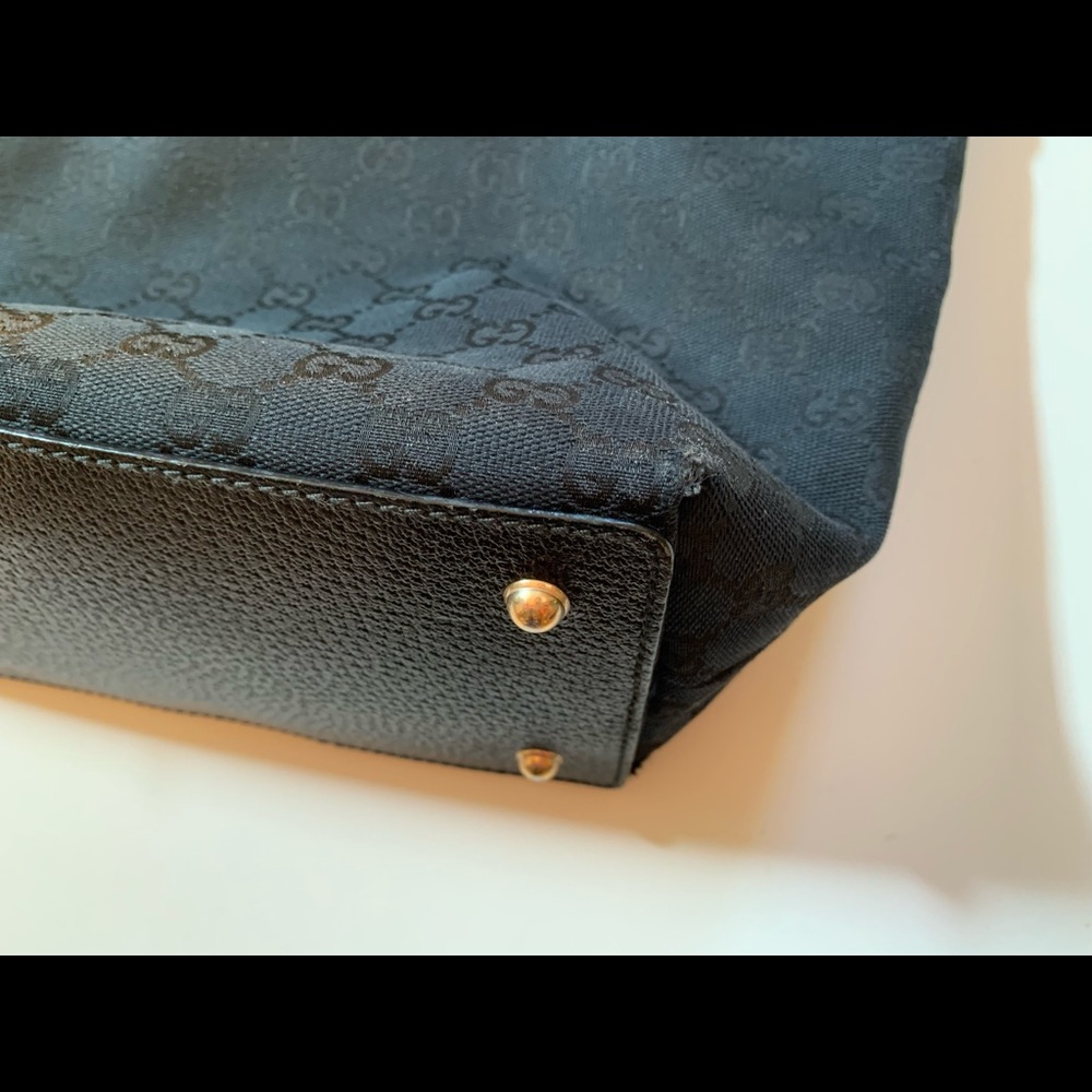Gucci monogram canvas bag tote bamboo handles - Picture 7 of 16